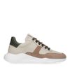 Beigefarbene Ledersneaker mit Veloursleder-Details