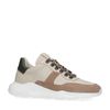 Beigefarbene Ledersneaker mit Veloursleder-Details