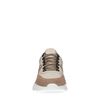 Beigefarbene Ledersneaker mit Veloursleder-Details