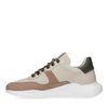 Beigefarbene Ledersneaker mit Veloursleder-Details