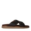 Braune Veloursleder-Sandalen mit gekreuzten Riemchen