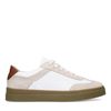 Weiße Sneaker mit beigefarbenen Veloursleder-Details