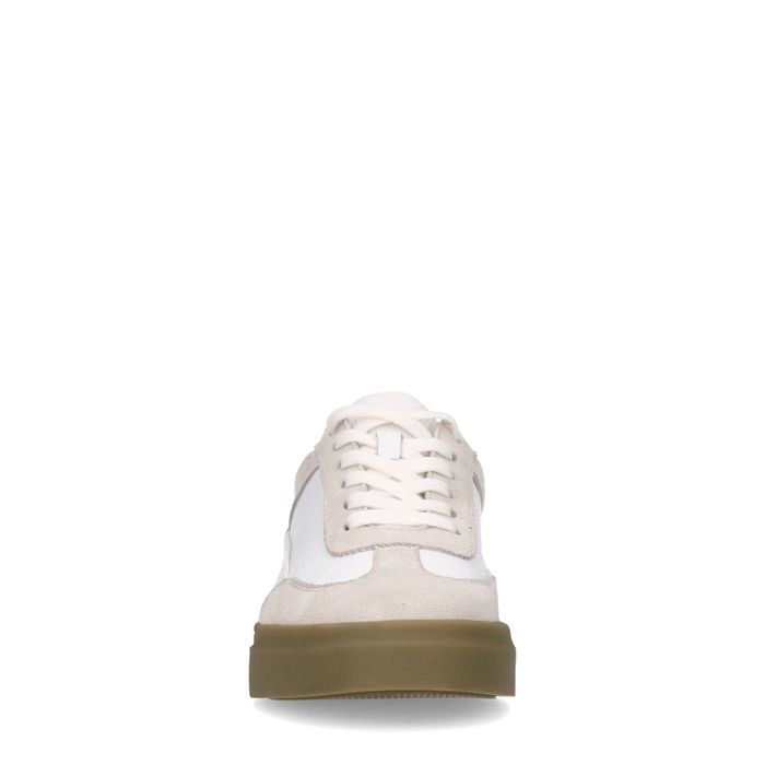 Weiße Sneaker mit beigefarbenen Veloursleder-Details