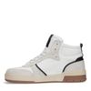 Weiße Ledersneaker mit brauner Sohle und hohem Schaft