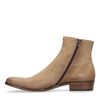 Beigefarbene Western Boots aus Veloursleder