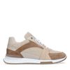 Beigefarbene Veloursleder-Sneaker mit Details