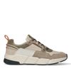Beigefarbene Veloursleder-Sneaker mit farbigen Details