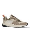 Beigefarbene Veloursleder-Sneaker mit farbigen Details