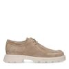 Beigefarbene Veloursleder-Schnürschuhe mit chunky Sohle