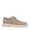 Beigefarbene Veloursleder-Schnürschuhe mit chunky Sohle