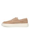 Beigefarbene Veloursleder-Schnürschuhe