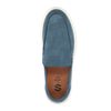 Blaue Veloursleder-Loafer mit weißer Sohle