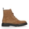 Cognacfarbene Veloursleder-Schnürboots mit schwarzer Sohle