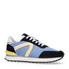 Blaue Veloursleder-Sneaker mit farbigen Details