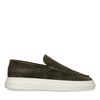 Dunkelgrüne Loafer mit weißer Sohle