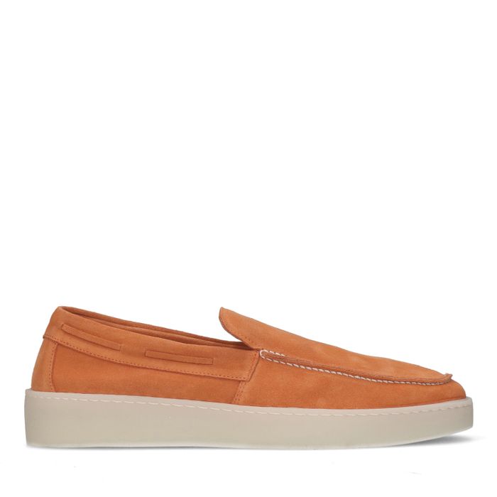 Orangefarbene Veloursleder-Loafer