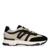 Schwarze Veloursleder-Sneaker mit gelben Details