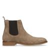 Taupefarbene Chelsea Boots aus Veloursleder