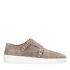 Taupefarbene Monk-Sneaker aus Veloursleder