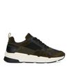 Grüne Veloursleder-Sneaker mit schwarzen Details