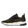 Grüne Veloursleder-Sneaker mit schwarzen Details