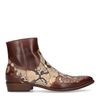 Santiags en cuir avec imprimé serpent - marron