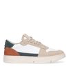 Baskets cuir et daim avec détails - beige