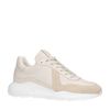 Baskets cuir avec détails en daim - beige