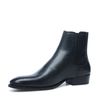 Chelsea boots en cuir avec bout pointu - noir