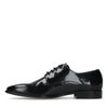 Chaussures à lacets métallisées vernies - noir