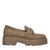 Beigefarbene Veloursleder-Loafer