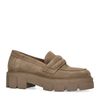 Beigefarbene Veloursleder-Loafer