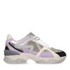 Beigefarbene Sneaker mit lila Details