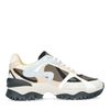 Beigefarbene Sneaker mit blauen Details