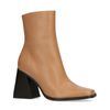 Beigefarbene Stiefeletten mit Blockabsatz
