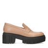 Braune Leder-Loafer mit schwarzer Sohle