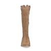 Beigefarbene Western Boots aus Veloursleder mit Stickerei