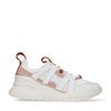 Beigefarbene Sneaker mit rosafarbenen Details