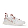 Beigefarbene Sneaker mit rosafarbenen Details