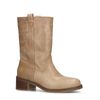 Beigefarbene Lederstiefel