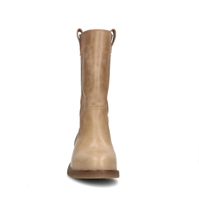Beigefarbene Lederstiefel