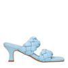 Blaue Leder-Mules mit geflochtenen Riemchen