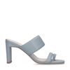 Hellblaue Leder-Mules mit geradem Absatz