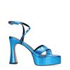 Metallic-blaue Plateau-Sandaletten