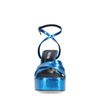 Metallic-blaue Plateau-Sandaletten