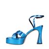 Metallic-blaue Plateau-Sandaletten
