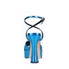 Metallic-blaue Plateau-Sandaletten