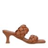 Braune Leder-Mules mit geflochtenen Riemchen