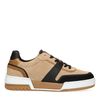 Beigefarbene Veloursleder-Sneaker mit schwarzen Details