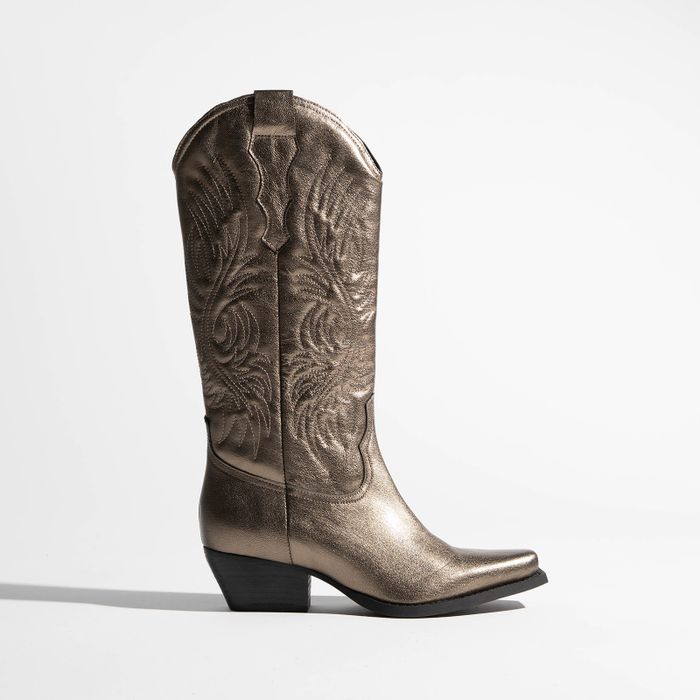 Cowboystiefel aus Leder in Bronze-Metallic – limited edition